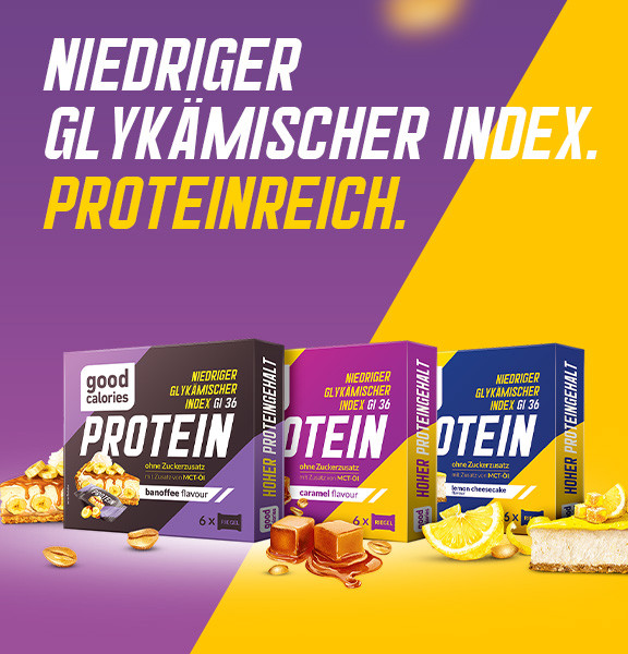 Good Calories Proteinriegel Banoffee, Karamell und Lemon Cheesecake ohne Zuckerzusatz, mit MCT-Öl