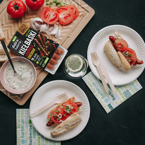 Grilled Sausages in a Baguette - Plant-Based Version